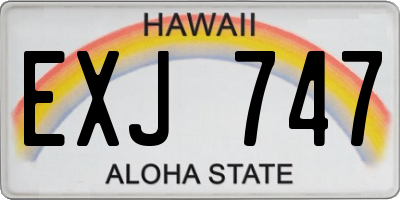 HI license plate EXJ747