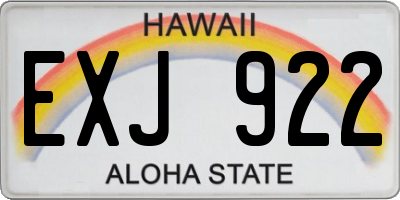 HI license plate EXJ922