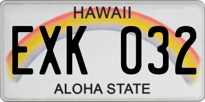HI license plate EXK032
