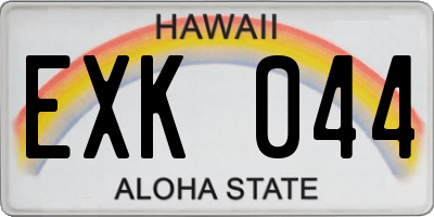 HI license plate EXK044