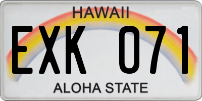 HI license plate EXK071