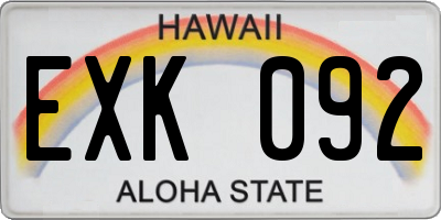HI license plate EXK092