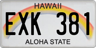 HI license plate EXK381