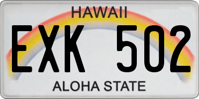 HI license plate EXK502