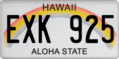 HI license plate EXK925