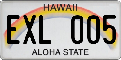 HI license plate EXL005