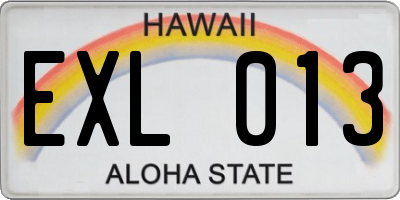 HI license plate EXL013