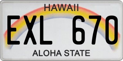 HI license plate EXL670