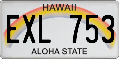 HI license plate EXL753
