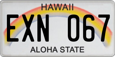 HI license plate EXN067