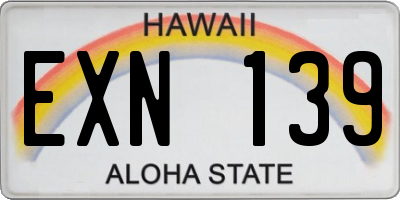 HI license plate EXN139