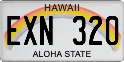 HI license plate EXN320