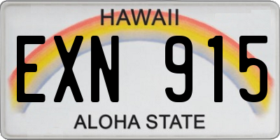 HI license plate EXN915