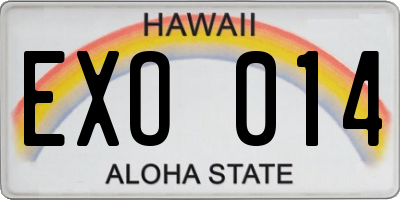 HI license plate EXO014