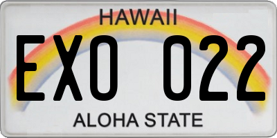 HI license plate EXO022