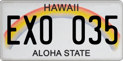 HI license plate EXO035