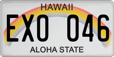 HI license plate EXO046