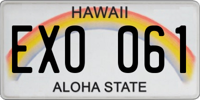 HI license plate EXO061