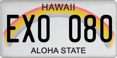 HI license plate EXO080
