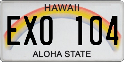 HI license plate EXO104