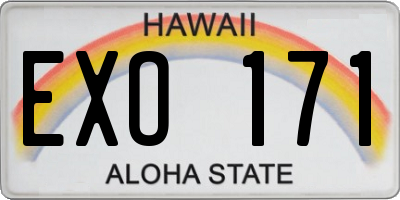 HI license plate EXO171