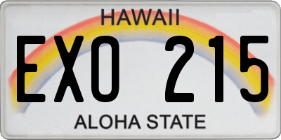 HI license plate EXO215