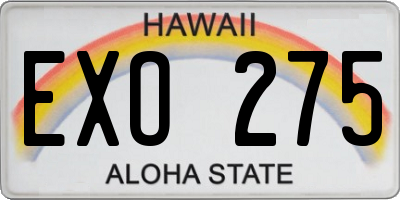 HI license plate EXO275