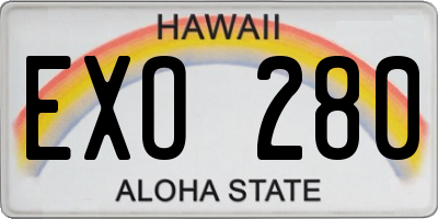 HI license plate EXO280