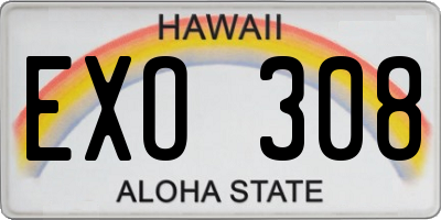 HI license plate EXO308
