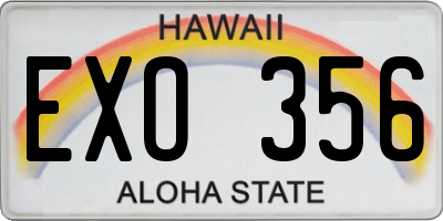 HI license plate EXO356