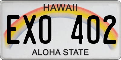 HI license plate EXO402