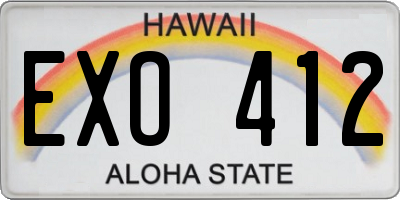 HI license plate EXO412
