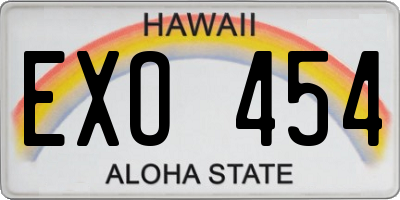 HI license plate EXO454