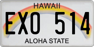 HI license plate EXO514