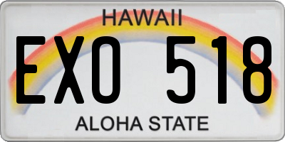 HI license plate EXO518