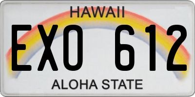 HI license plate EXO612