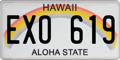 HI license plate EXO619