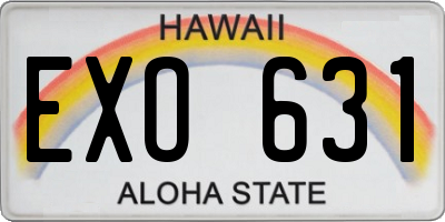 HI license plate EXO631