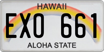 HI license plate EXO661