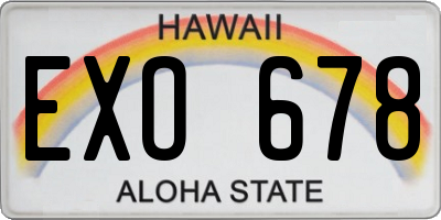 HI license plate EXO678