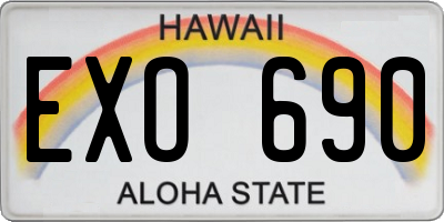 HI license plate EXO690