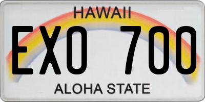 HI license plate EXO700