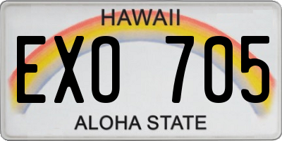 HI license plate EXO705