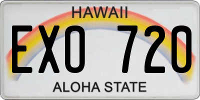 HI license plate EXO720