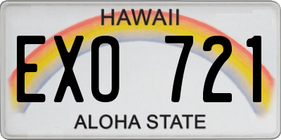 HI license plate EXO721