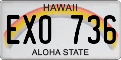 HI license plate EXO736