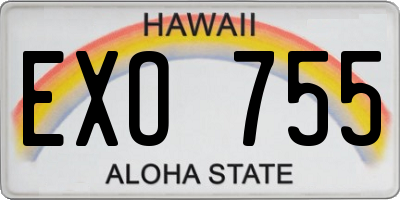 HI license plate EXO755