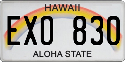 HI license plate EXO830