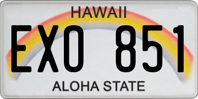 HI license plate EXO851