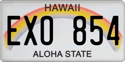 HI license plate EXO854